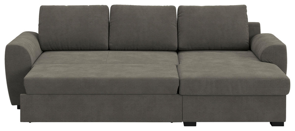 ECKSOFA  in Cord Anthrazit  253/154 cm  - Anthrazit/Schwarz, Trend, Kunststoff/Textil (253/154cm) - MID.YOU