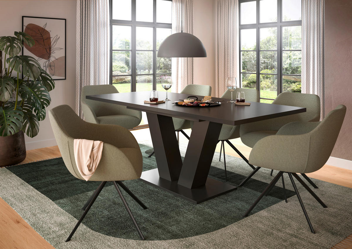 RAZTEGLJIVA MIZA, siva  - siva, Trend, leseni material (150-190/90/75cm)