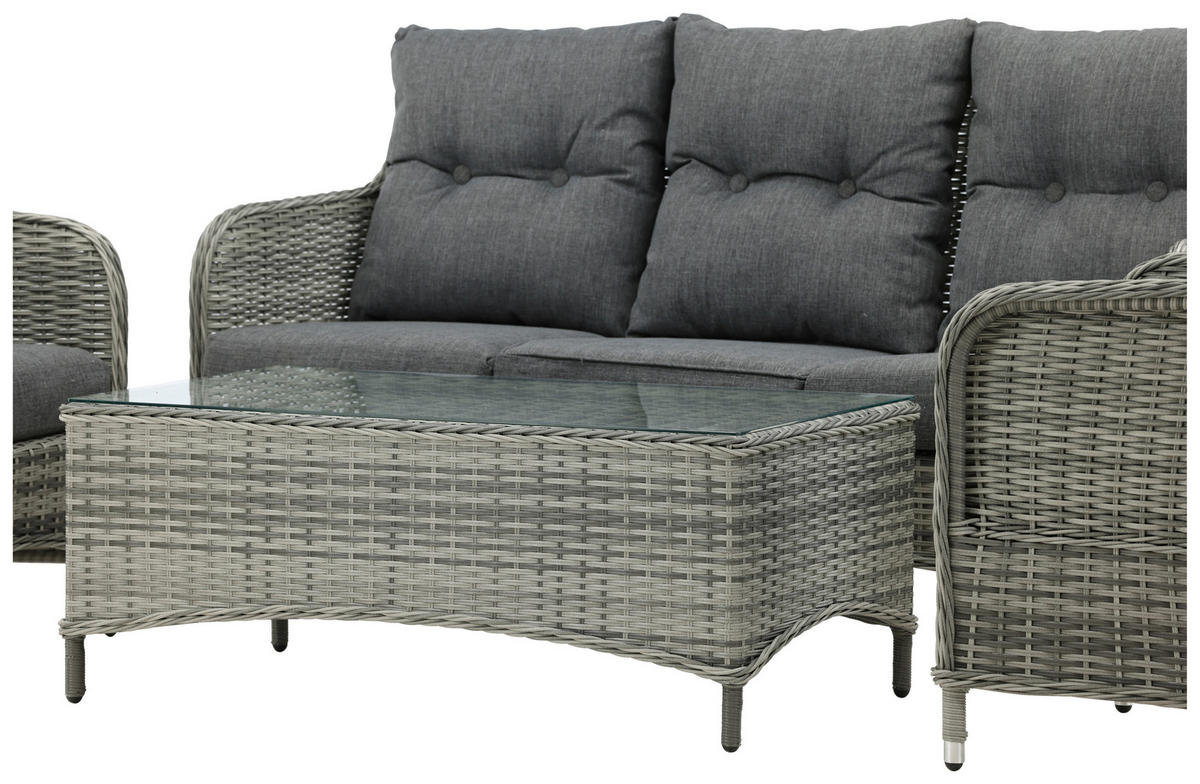 LOUNGEGARNITUR   Rattan  - Grau, KONVENTIONELL, Holz - Gardenson