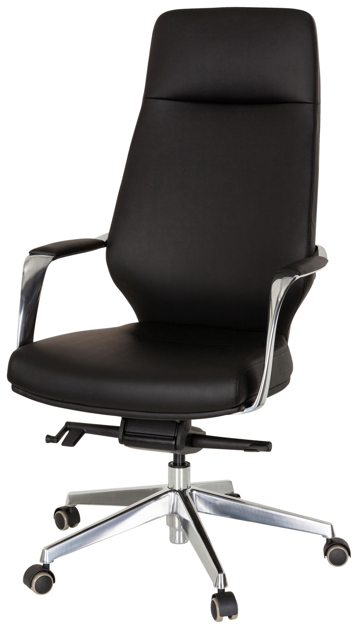 CHEFSESSEL  in Lederlook Schwarz  - Silberfarben/Schwarz, Basics, Kunststoff/Textil (63/133/65cm) - MID.YOU