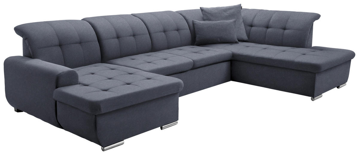 WOHNLANDSCHAFT in Flachgewebe Grau  - Silberfarben/Grau, Design, Textil/Metall (145/342/208cm) - Cantus