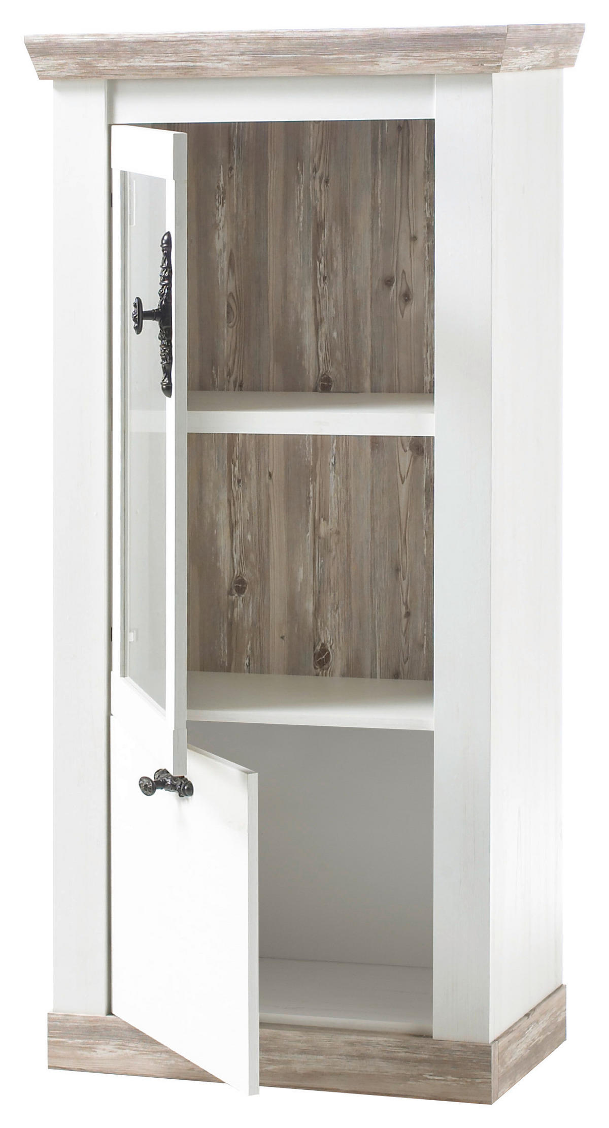 VITRINE in Pinienfarben  - Schwarz/Pinienfarben, Design, Holzwerkstoff/Metall (71/146/37cm) - MID.YOU
