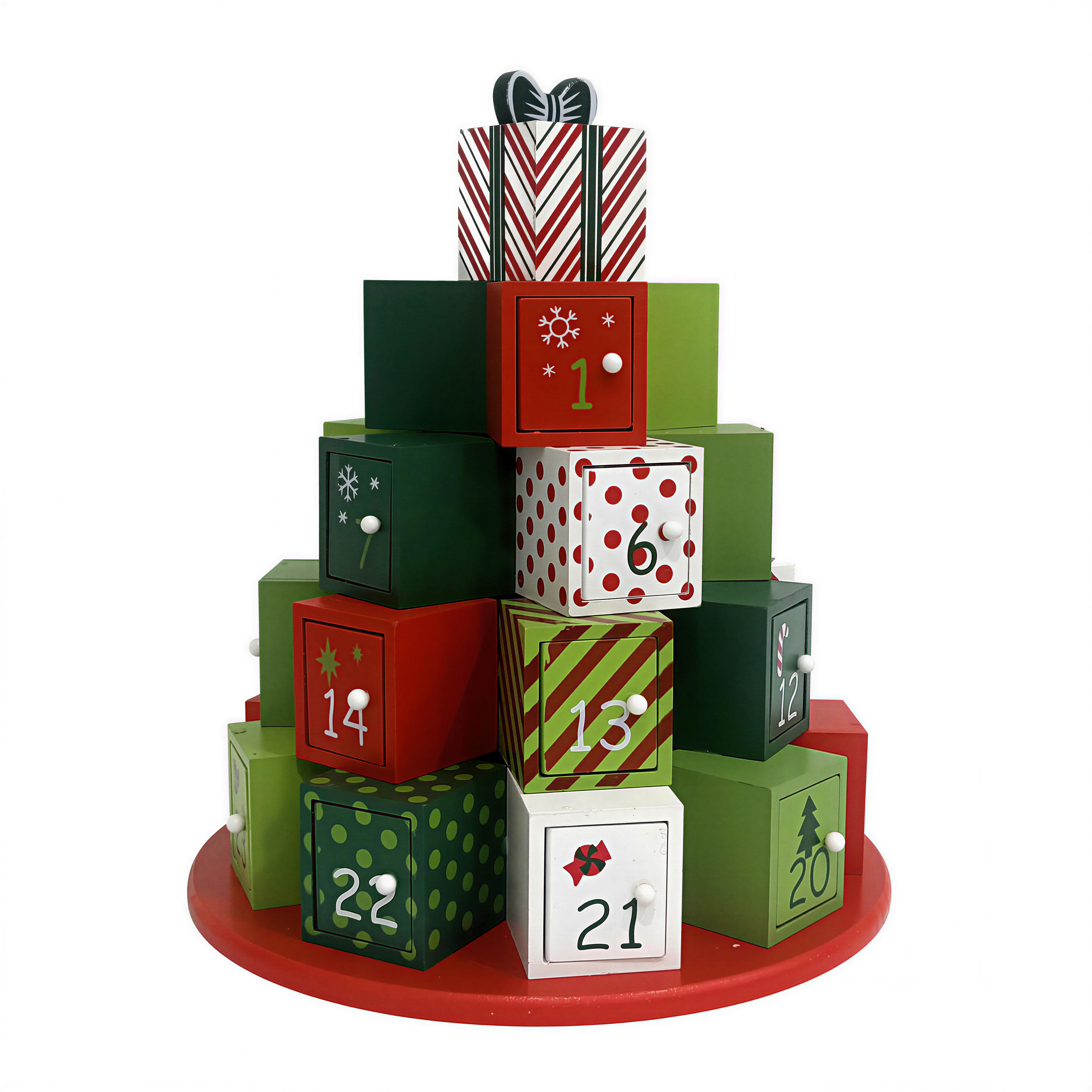 ADVENTSKALENDER  - Waldgrün/Weiß, LIFESTYLE, Holz/Metall (27/30,5cm) - X-Mas