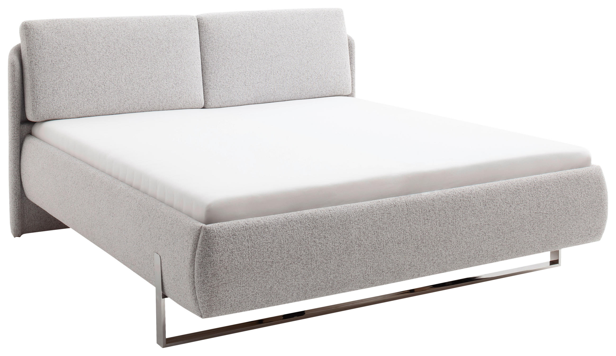 POLSTERBETT 140/200 cm,  in Hellgrau,  - Chromfarben/Hellgrau, Design, Textil/Metall (140/200cm) - Esposa