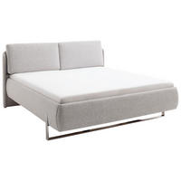 POLSTERBETT 140/200 cm,  in Hellgrau,  - Chromfarben/Hellgrau, Design, Textil/Metall (140/200cm) - Esposa