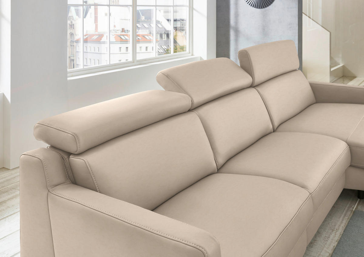 ECKSOFA in Echtleder Hellbraun  - Hellbraun/Schwarz, Design, Leder/Metall (291/176cm) - Valdera