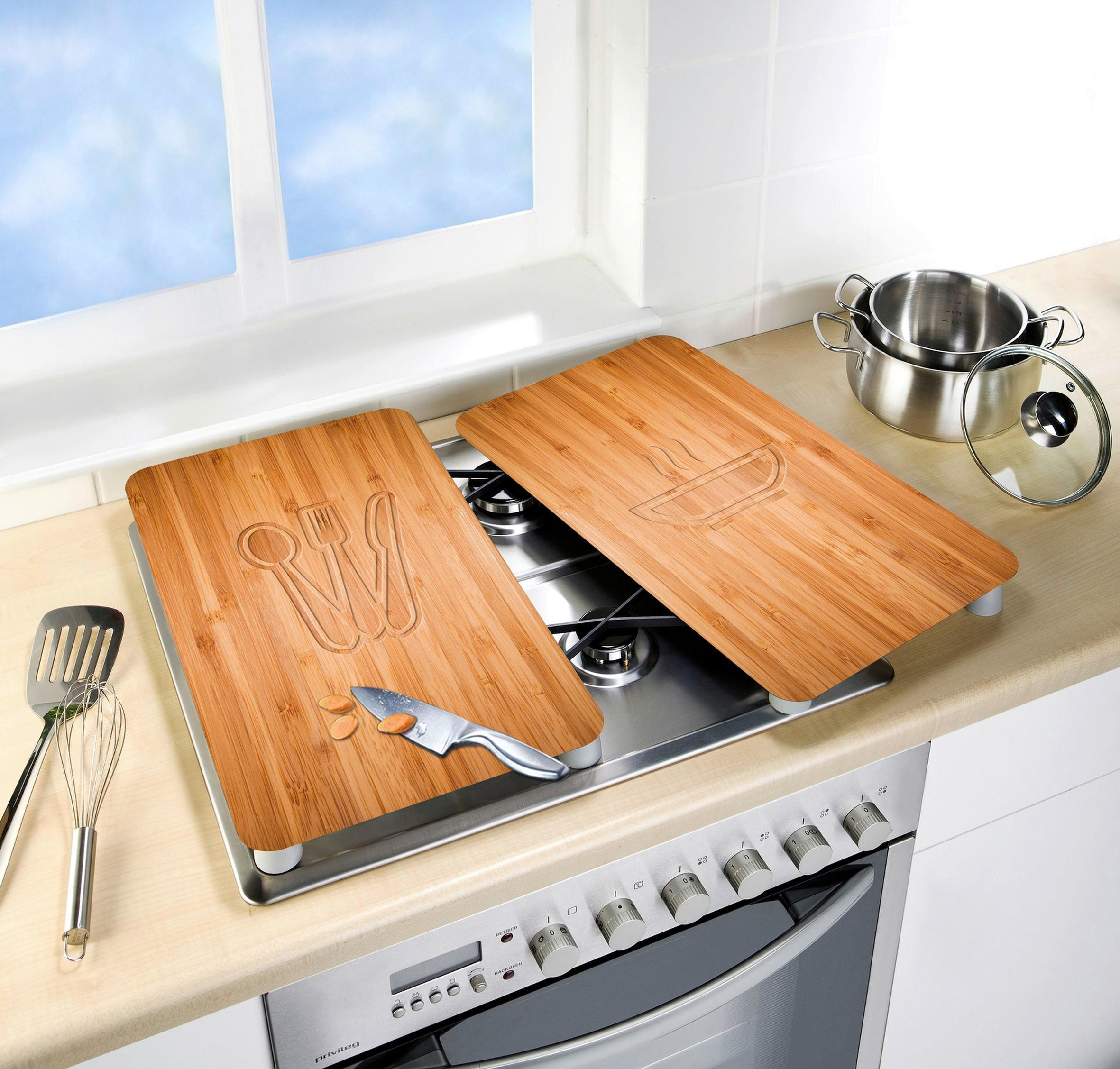 HERDABDECKPLATTE 2521497100  - Hellbraun, Design, Glas/Kunststoff (30/1,8-5,5/52cm) - Wenko