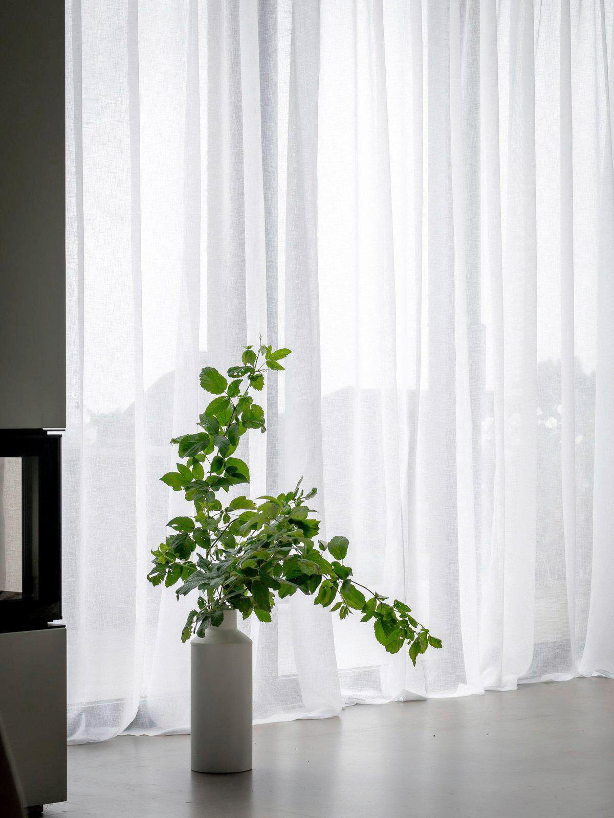 FERTIGVORHANG transparent  - Weiß, Basics, Textil (140/350cm)