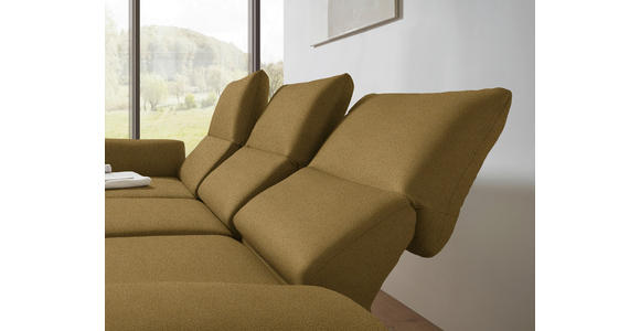 ECKSOFA  in Flachgewebe Schilfgrün Armteilverstellung, Relaxfunktion, Drehsitzfunktion  175-224/255-365 cm  - Schilfgrün/Schwarz, Design, Textil/Metall (175-224/255-365cm) - Dieter Knoll
