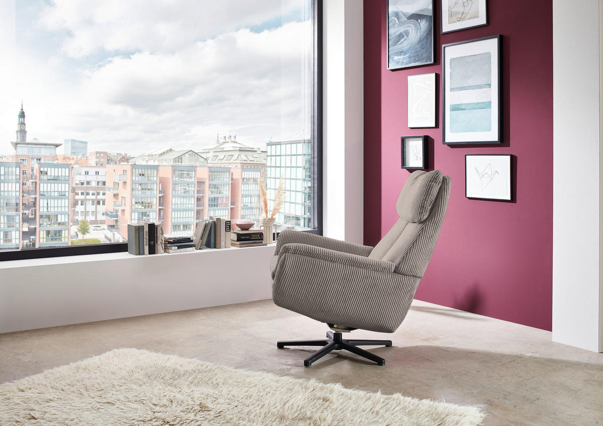 RELAXSESSEL in Textil Hellbraun  - Hellbraun/Schwarz, Design, Textil/Metall (79/108/89cm) - Beldomo Style