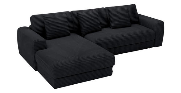 ECKSOFA in Cord Schwarz 182/302 cm - Schwarz, MODERN, Kunststoff/Textil (182/302cm) - Carryhome