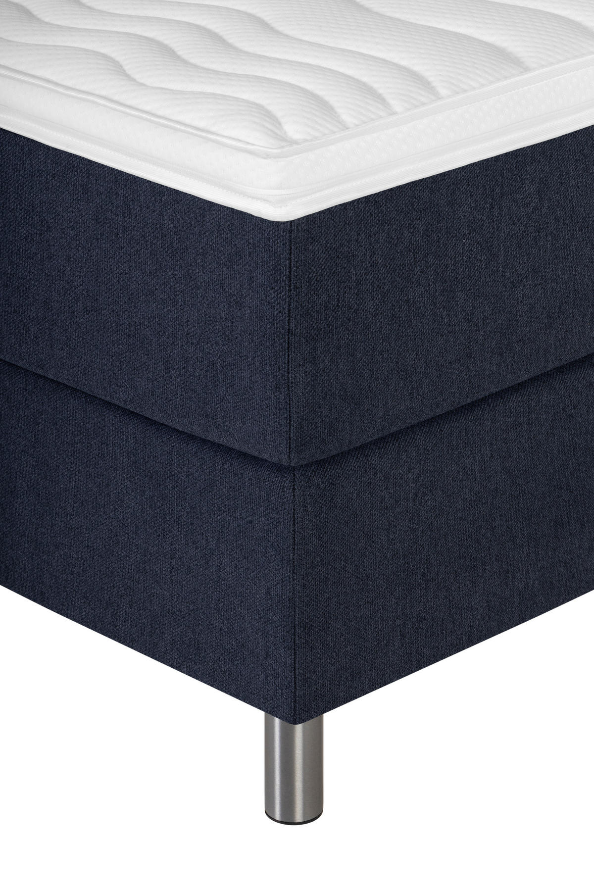BOXSPRINGBETT 140/200 cm  in Dunkelblau  - Silberfarben/Dunkelblau, KONVENTIONELL, Textil/Metall (140/200cm) - Welnova