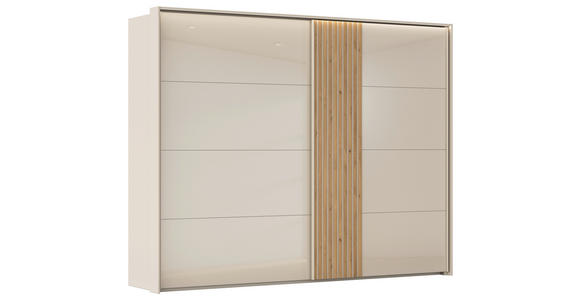 SCHWEBETÜRENSCHRANK 262/223/68 cm 2-türig Eichefarben, Champagner - Champagner/Eichefarben, Design, Glas/Holzwerkstoff (262/223/68cm) - Novel