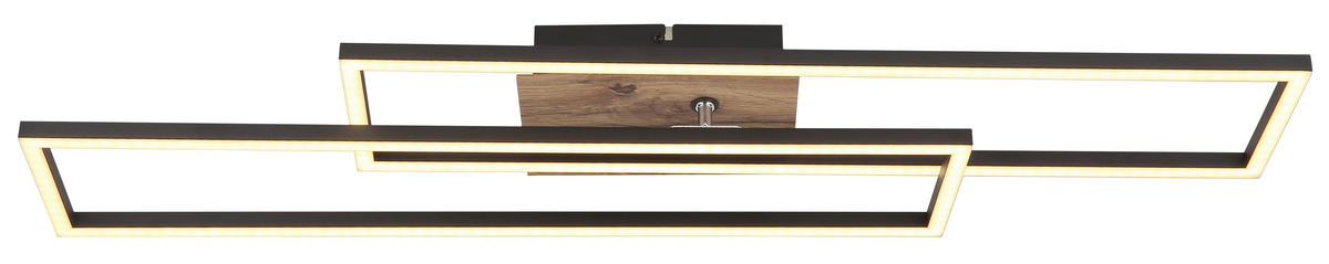 LED-DECKENLEUCHTE Dakari 80/60/8 cm  - Schwarz/Braun, Design, Holzwerkstoff/Kunststoff (80/60/8cm) - Globo
