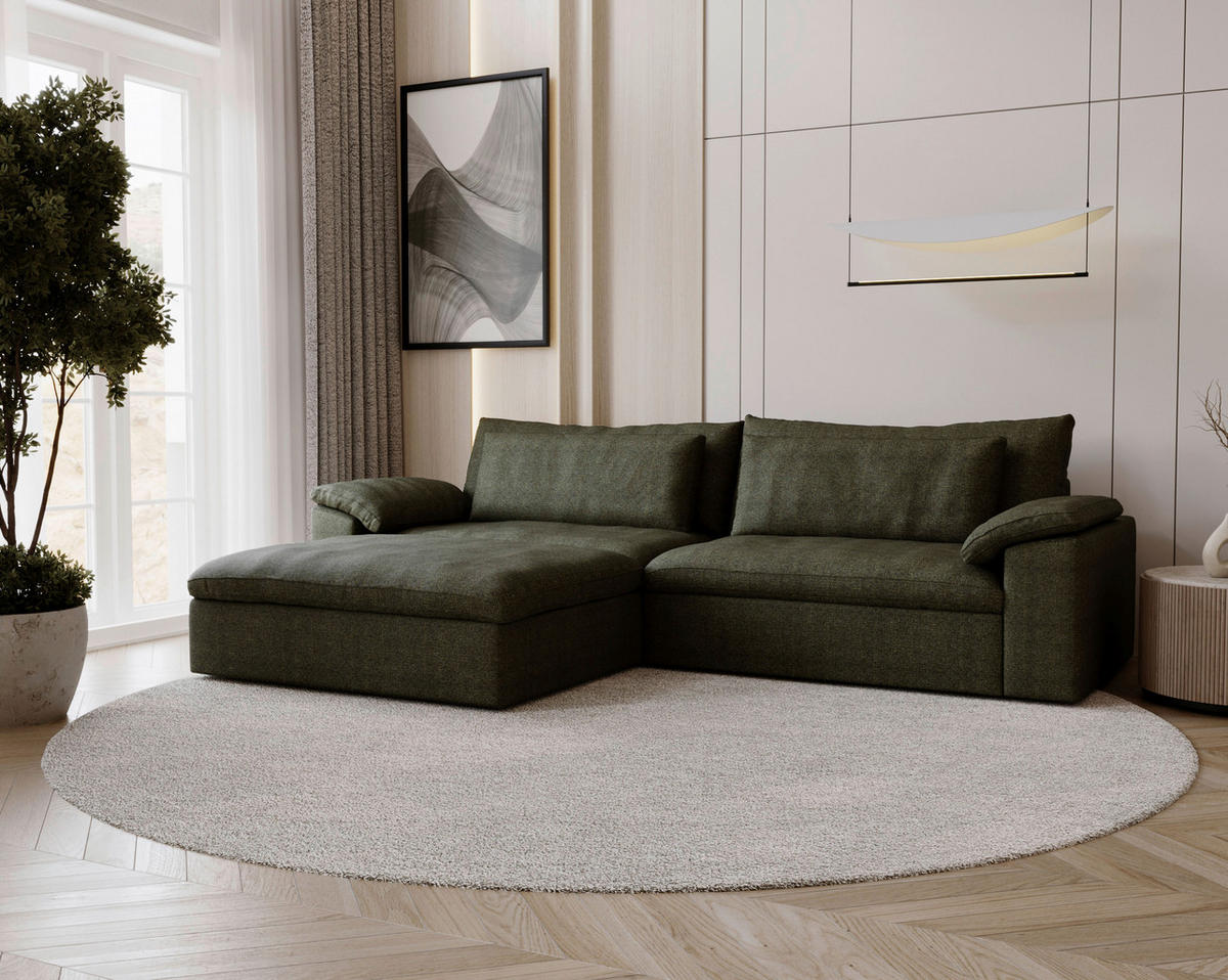ECKSOFA  in Webstoff Grün  198/306 cm  - Schwarz/Grün, MODERN, Kunststoff/Textil (198/306cm) - Carryhome