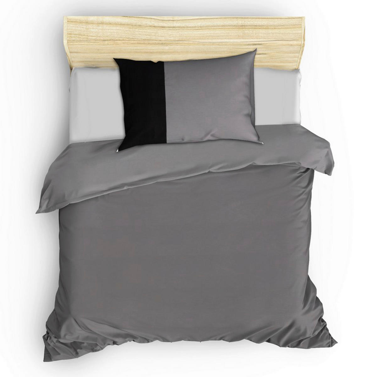 BETTWÄSCHE Renforcé 155/220 cm  - Schwarz/Grau, Basics, Textil (155/220cm)