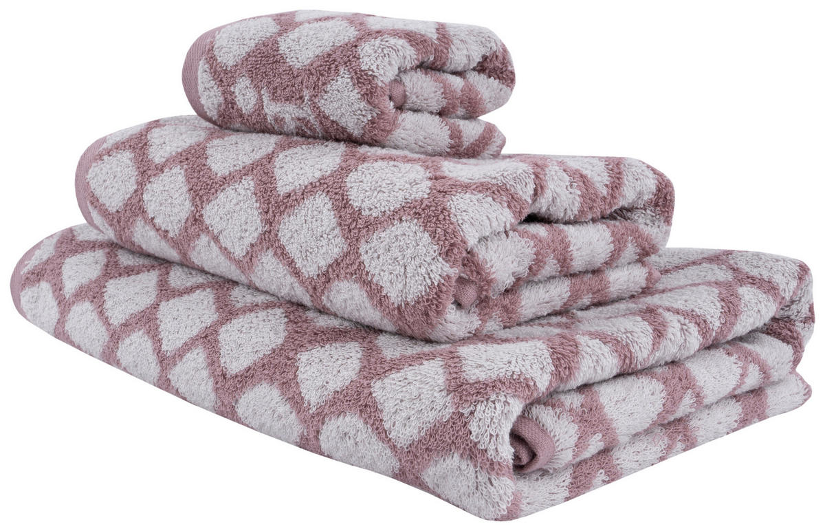 HANDTUCH SNAKO Grau, Rosa  - Rosa/Grau, Design, Textil (50/100cm) - Dieter Knoll