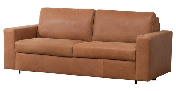 SCHLAFSOFA in Echtleder Karamell - Karamell/Schwarz, KONVENTIONELL, Leder/Kunststoff (198/84/98cm) - Novel