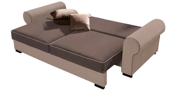 BIGSOFA in Textil Creme, Naturfarben - Creme/Braun, ROMANTIK / LANDHAUS, Kunststoff/Textil (256/74-90/106cm) - Hom`in