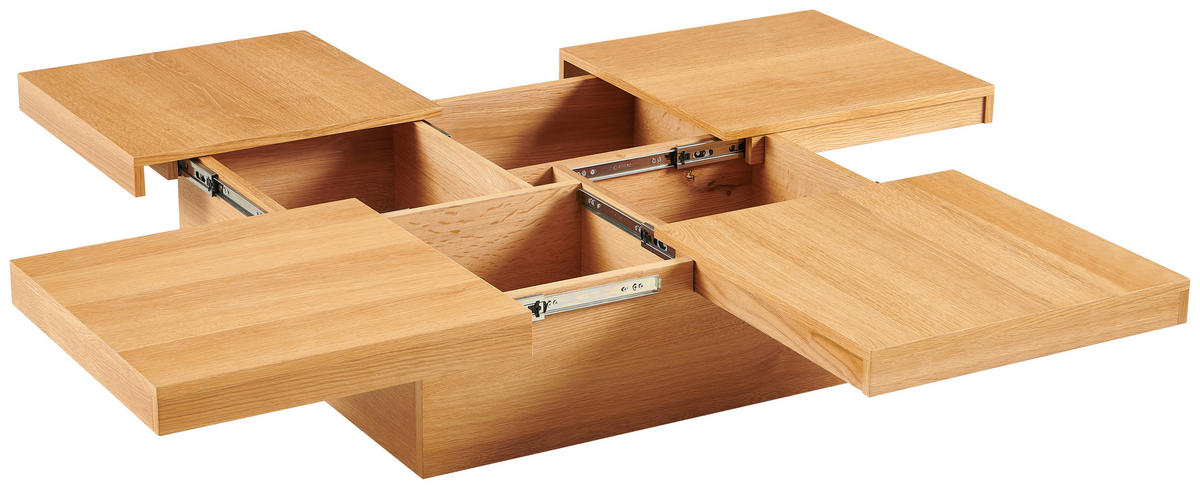 COUCHTISCH Eiche furniert 100/25/100 cm quadratisch Eichefarben  - Eichefarben, Design, Holz/Holzwerkstoff (100/25/100cm) - Livetastic