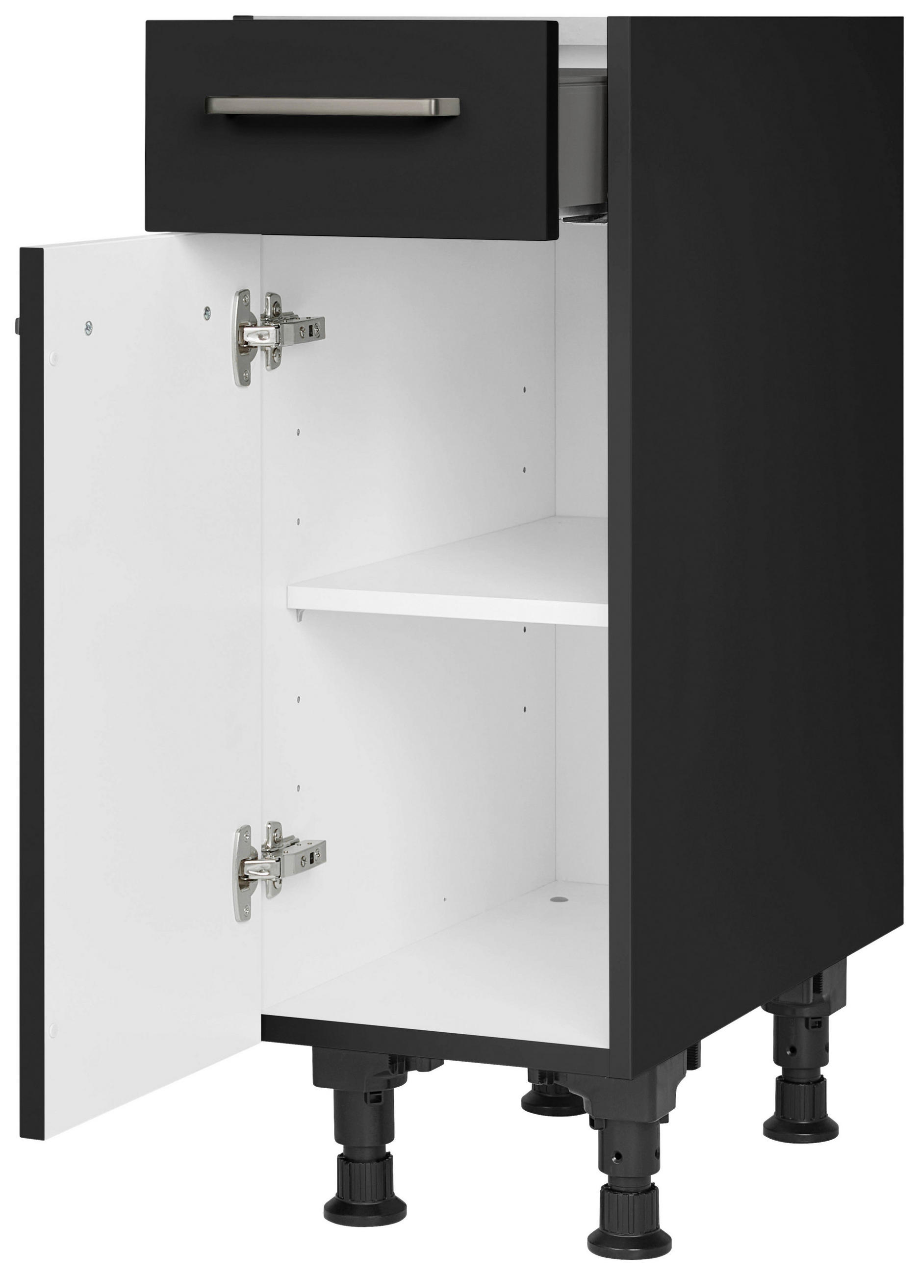 SCHUBKASTENUNTERSCHRANK 30/87/56 cm in Schwarz - Edelstahlfarben/Schwarz, MODERN, Holzwerkstoff/Metall (30/87/56cm) - Nobilia