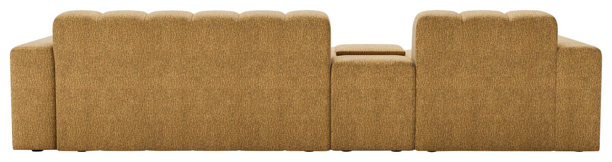 ECKSOFA Bernsteinfarben Chenille Stauraum, Getränkehalter  - Bernsteinfarben/Schwarz, MODERN, Kunststoff/Textil (150/299cm) - Milino