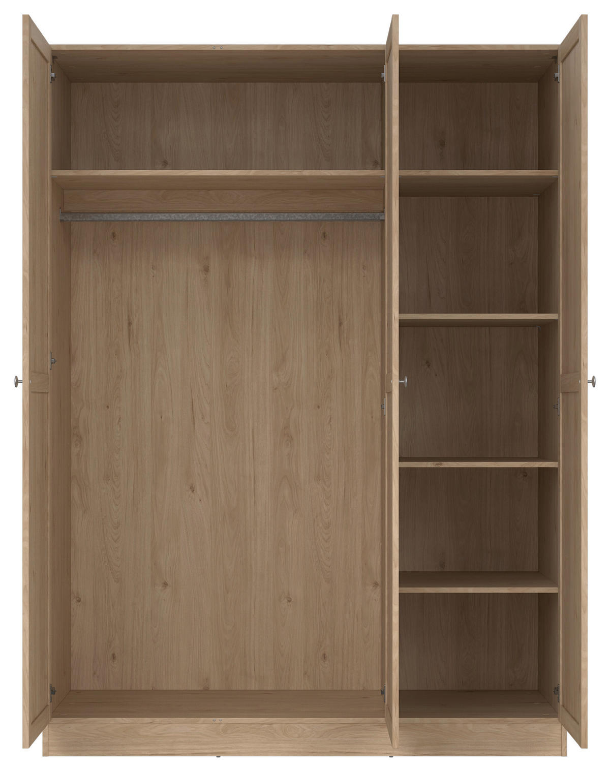 NYÍLÓAJTÓS SZEKRÉNY tölgyfa  - ezüst/tölgyfa, Modern, faalapú anyag/fém (147/200/61,7cm) - MID.YOU