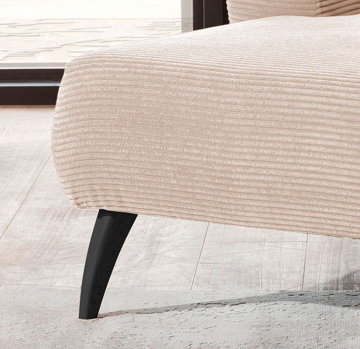 XXL-SESSEL in Cord Beige  - Beige/Schwarz, Modern, Holz/Textil (108/84/155cm) - MID.YOU