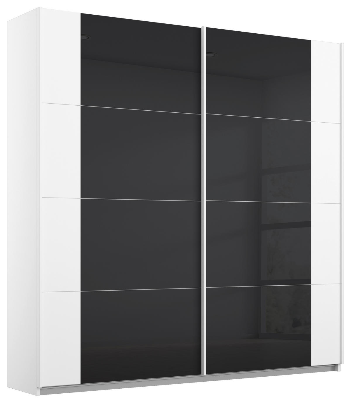 SCHWEBETÜRENSCHRANK 181/210/62 cm 2-türig Anthrazit, Weiß  - Anthrazit/Weiß, MODERN, Glas/Holzwerkstoff (181/210/62cm) - Rauch Möbel
