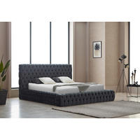 POLSTERBETT 180/200 cm  in Grau  - Blau/Grau, Modern, Kunststoff/Textil (180/200cm) - Livetastic