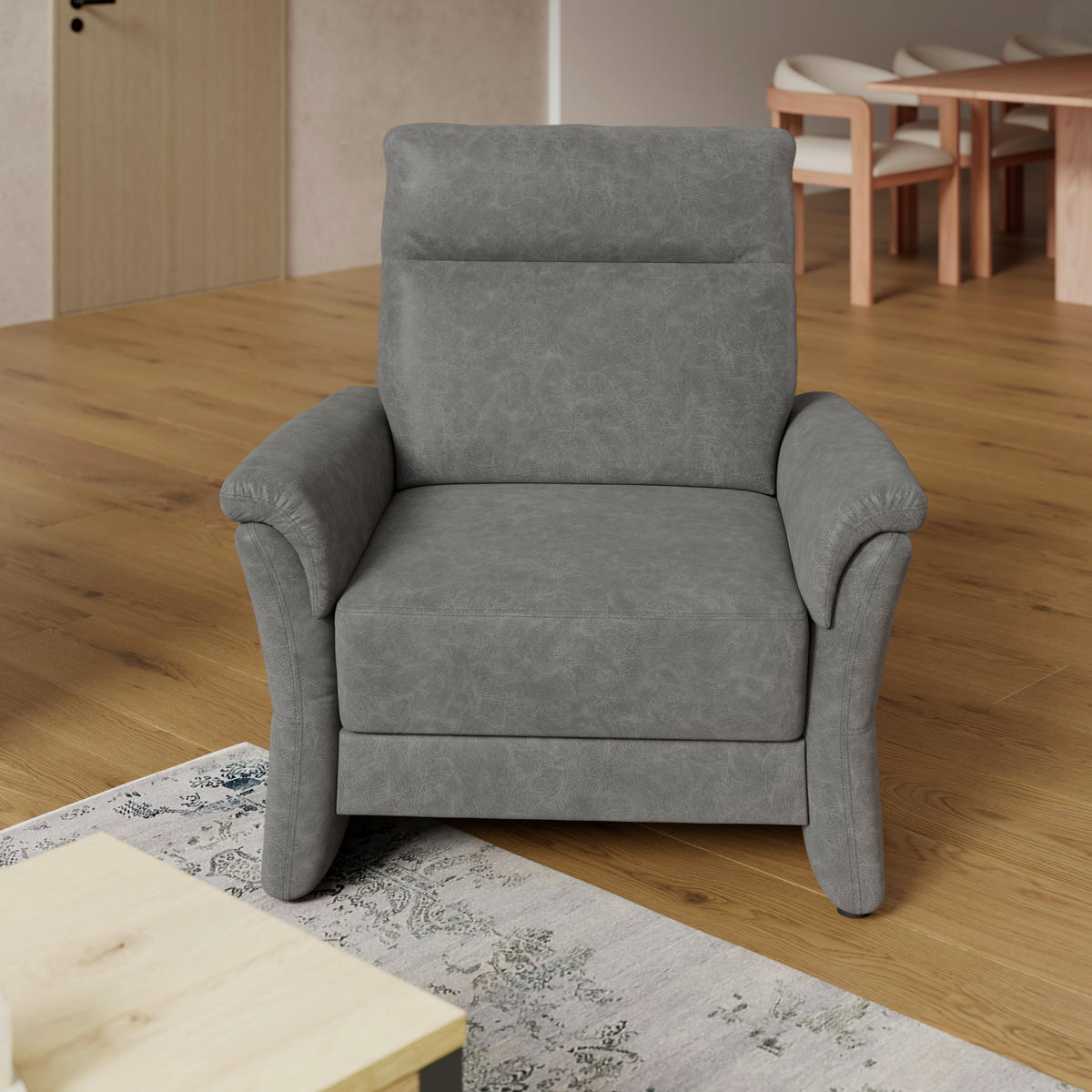 SESSEL in Mikrofaser Grau  - Schwarz/Grau, KONVENTIONELL, Kunststoff/Textil (104/98/91cm) - Elegando