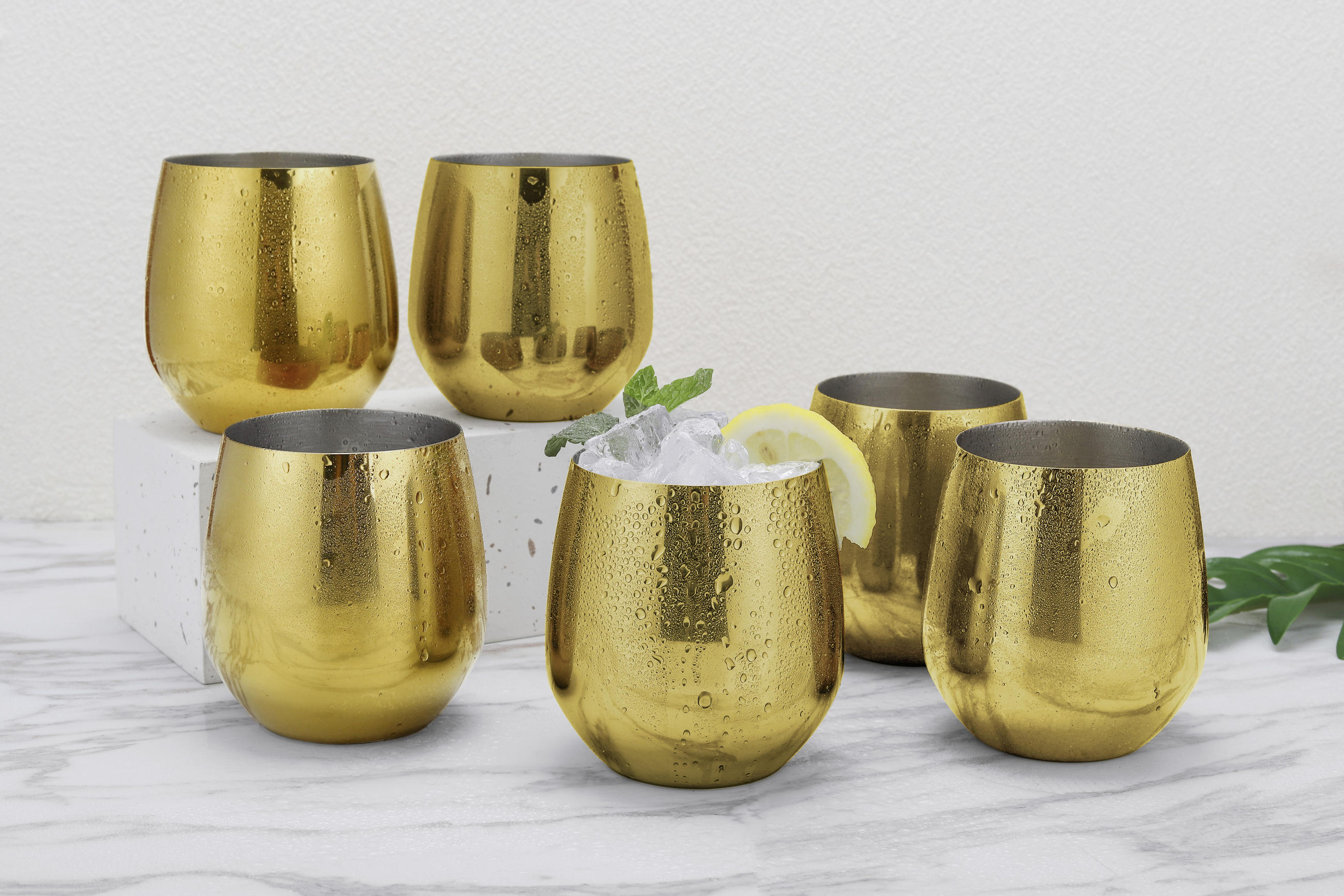 GLÄSERSET  6-teilig  - Goldfarben, Trend, Metall (9,9cm) - Echtwerk