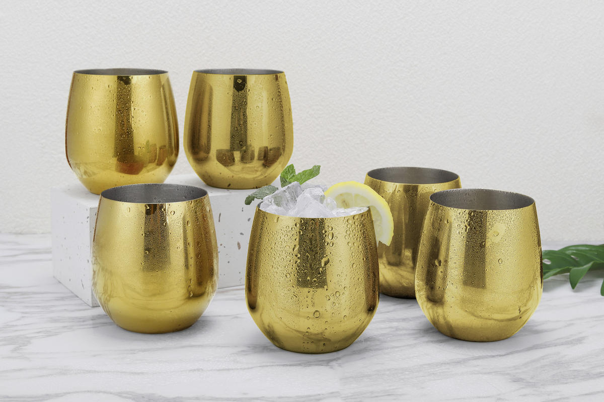 GLÄSERSET  6-teilig  - Goldfarben, Trend, Metall (9,9cm) - Echtwerk