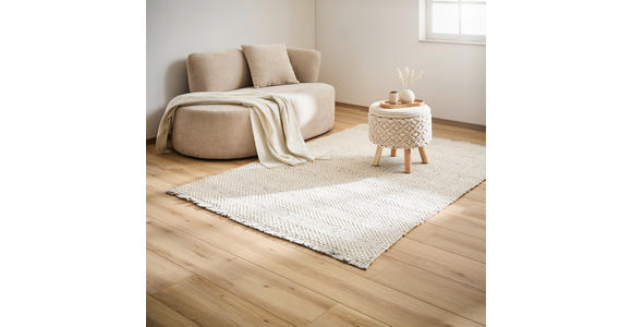HANDWEBTEPPICH 160/230 cm Kärnten Weiß, Beige  - Beige/Weiß, Basics, Textil (160/230cm) - Linea Natura
