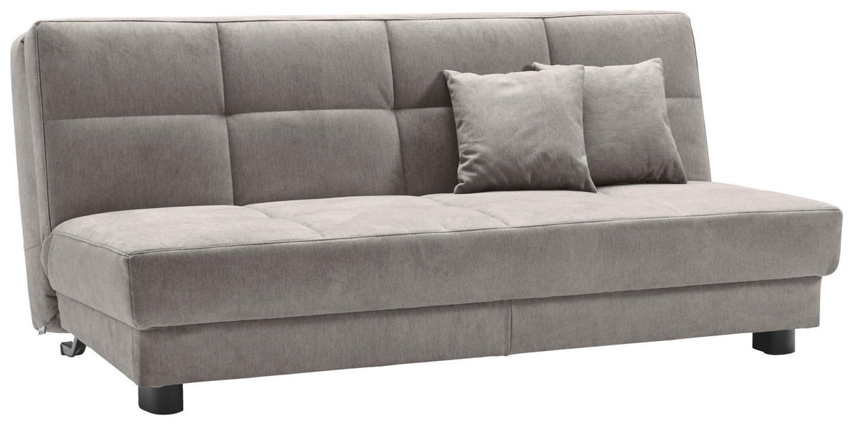 SCHLAFSOFA Mikrovelours Greige  - Greige/Schwarz, KONVENTIONELL, Textil/Metall (185/85/100cm) - Carryhome