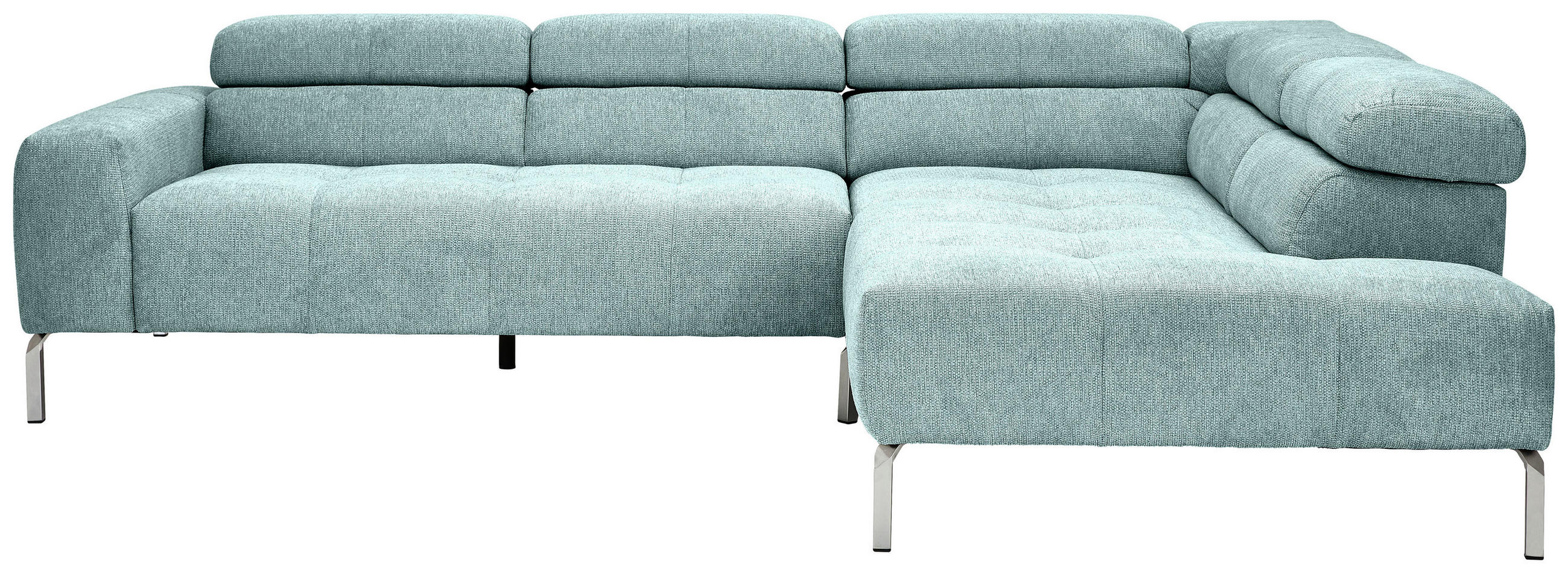 ECKSOFA Salbeigrün Flachgewebe  - Chromfarben/Salbeigrün, KONVENTIONELL, Textil/Metall (282/224cm) - Hom`in