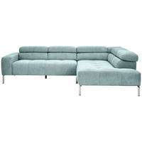 ECKSOFA Salbeigrün Flachgewebe  - Chromfarben/Salbeigrün, KONVENTIONELL, Textil/Metall (282/224cm) - Hom`in