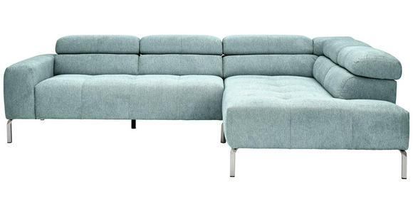 ECKSOFA  in Flachgewebe Salbeigrün  282/224 cm  - Chromfarben/Salbeigrün, KONVENTIONELL, Textil/Metall (282/224cm) - Hom`in