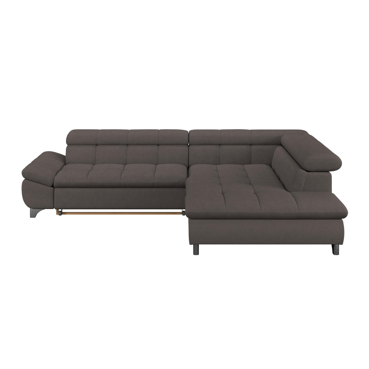 ECKSOFA Braun Chenille  - Chromfarben/Braun, KONVENTIONELL, Textil/Metall (312/234cm) - Livetastic