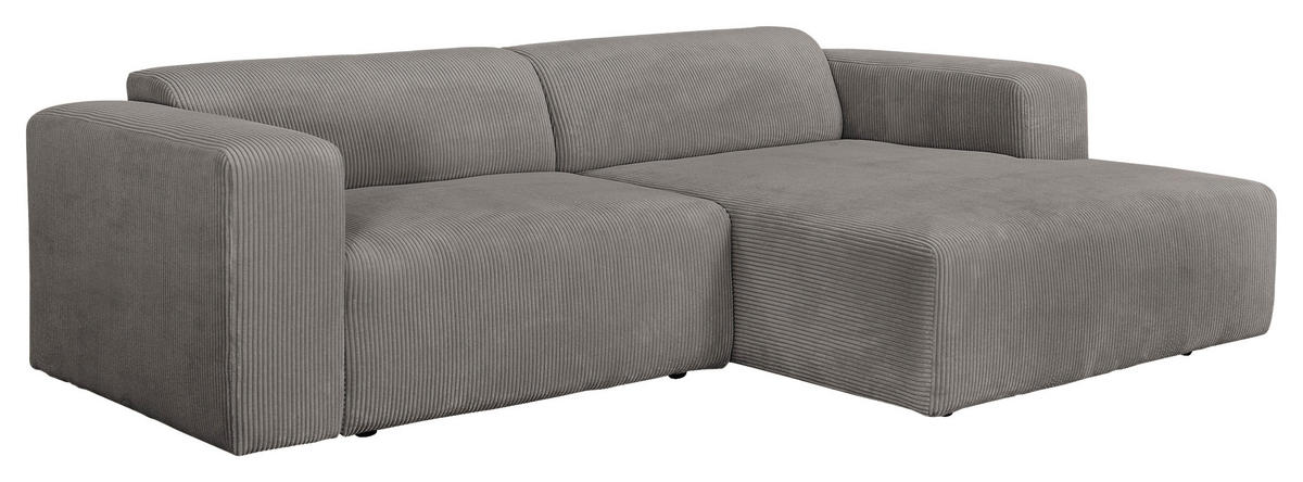 ECKSOFA BASMA in Cord Mokka  298/175 cm  - Schwarz/Mokka, Design, Kunststoff/Textil (298/175cm) - P & B