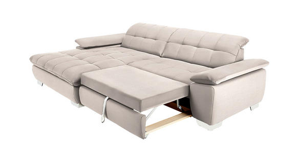 ECKSOFA in Mikrofaser Ecru  - Chromfarben/Ecru, Design, Textil/Metall (180/265cm) - Carryhome