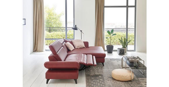 ECKSOFA Bordeaux Echtleder  - Bordeaux/Schwarz, Design, Leder/Metall (316/184cm) - Cantus