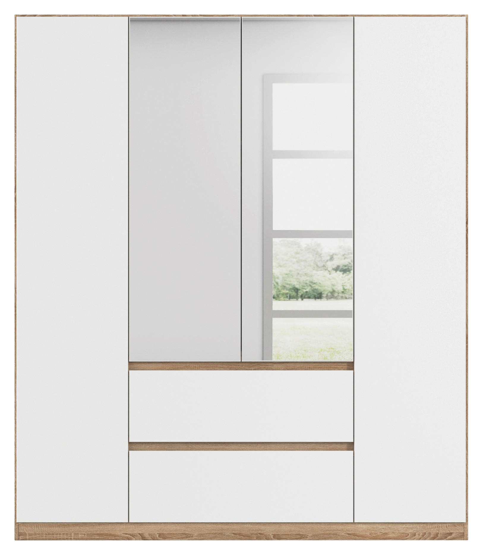 DREHTÜRENSCHRANK  in Weiß, Eichefarben  - Eichefarben/Weiß, Basics, Holzwerkstoff (181/210/54cm) - Rauch Möbel