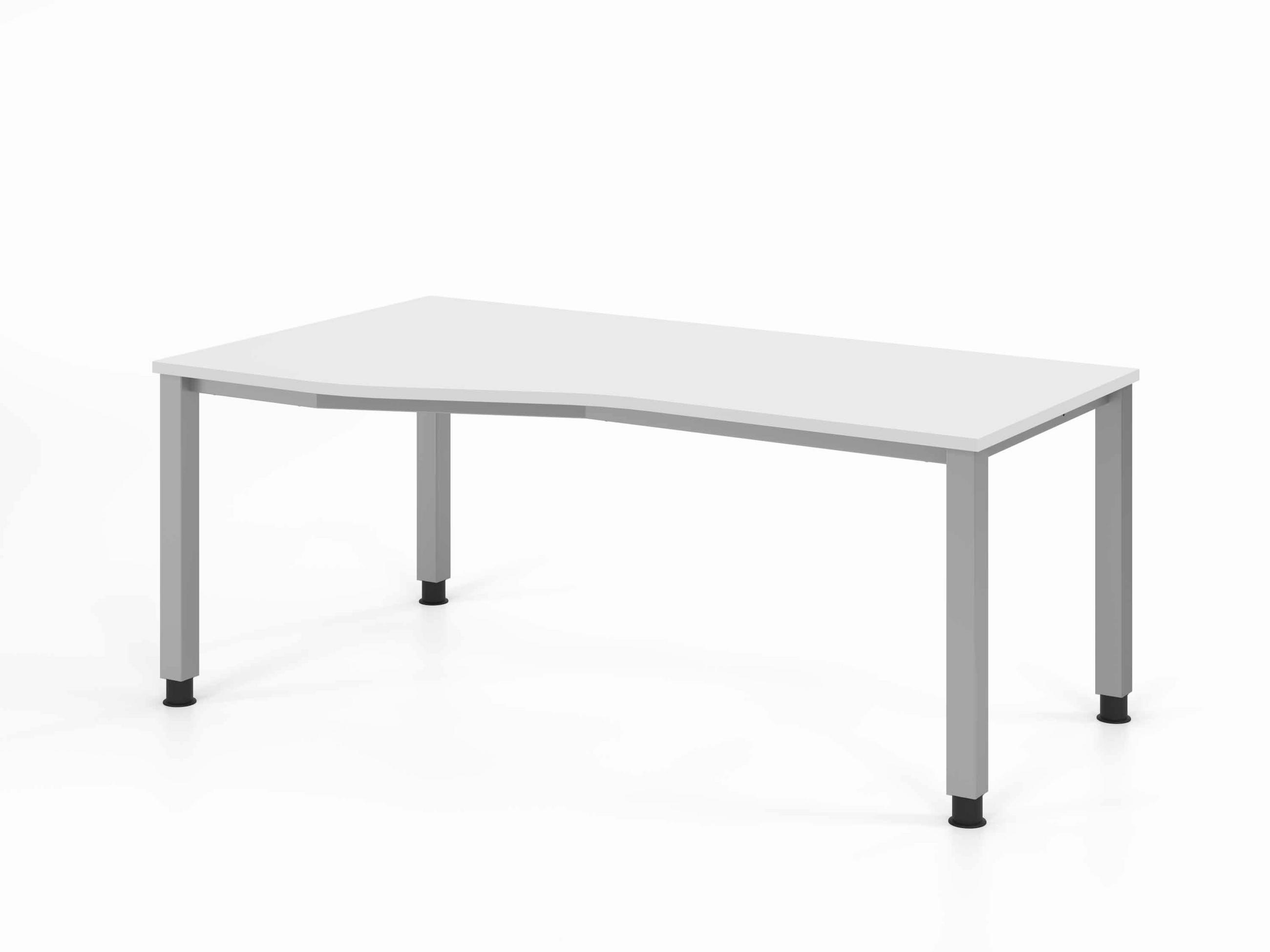 SCHREIBTISCH 180/100-80/68,5-81 cm Silberfarben, Weiß mechanisch höhenverstellbar  - Silberfarben/Weiß, Basics, Holzwerkstoff/Metall (180/100-80/68,5-81cm) - Venda