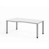 SCHREIBTISCH 180/100-80/68,5-81 cm Silberfarben, Weiß mechanisch höhenverstellbar  - Silberfarben/Weiß, Basics, Holzwerkstoff/Metall (180/100-80/68,5-81cm) - Venda