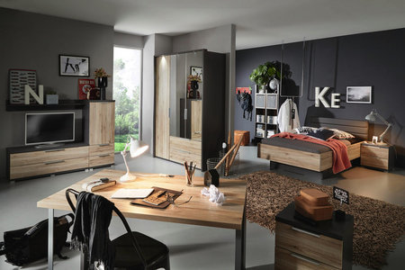 Jugendzimmer 3 Teilig In Anthrazit Eichefarben