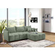 ECKSOFA Salbeigrün Plüsch Zierkissen, Rückenkissen, Bettkasten, Schlaffunktion, Rücken echt, Liegefläche im Originalstoff  - Salbeigrün/Schwarz, KONVENTIONELL, Kunststoff/Textil (253/192cm) - Carryhome