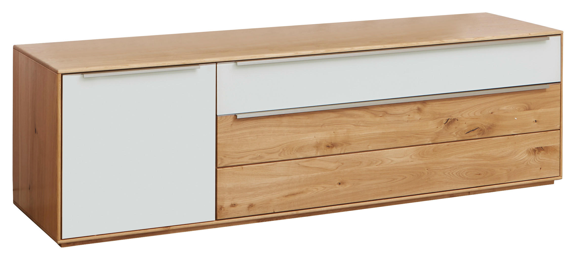 LOWBOARD  in 182/54/50 cm  - Eichefarben/Silberfarben, Design, Glas/Holz (182/54/50cm) - Waldwelt
