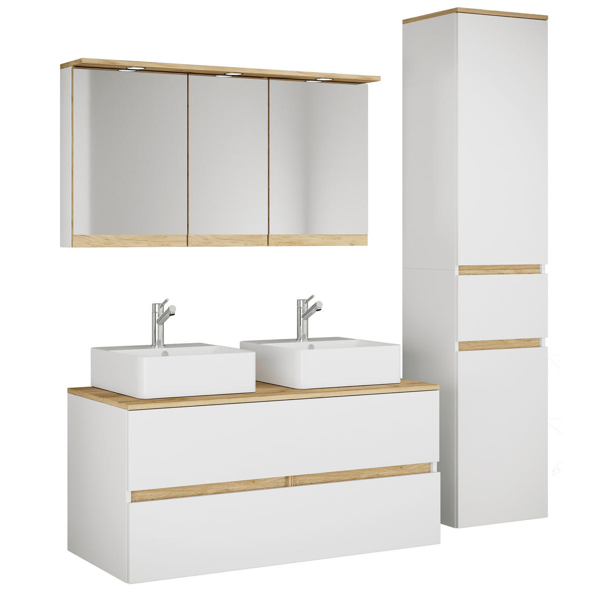 BADEZIMMER 5-teilig 151 cm  - Honigeiche/Weiss, Trend, Keramik/Holzwerkstoff (151cm) - MID.YOU