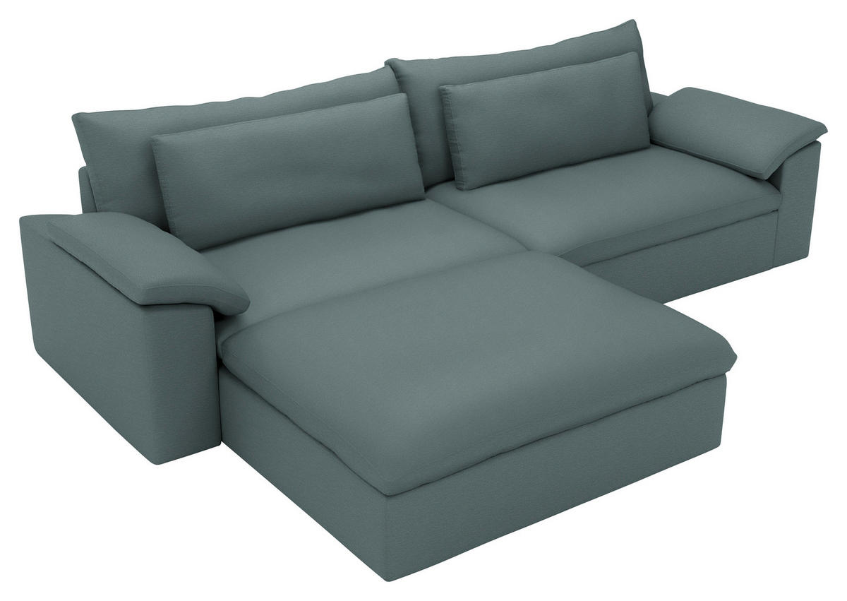 ECKSOFA  Chenille Blaugrau  - Blaugrau/Schwarz, Modern, Kunststoff/Textil (198/306cm) - Carryhome